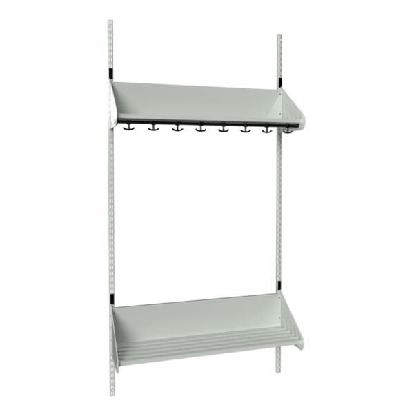 Børnegarderobe BST Kombination F, Startsektion 4 pladser B 10000 mm, lys grå