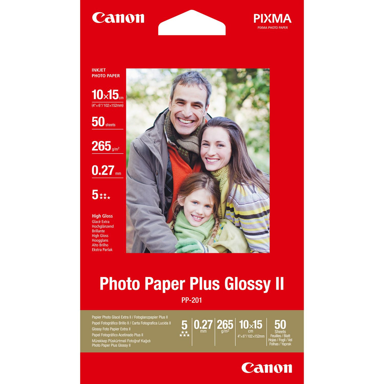 Fotopapir Canon 10 x 15 cm 275 gram Plus II PP-201 - 50 ark