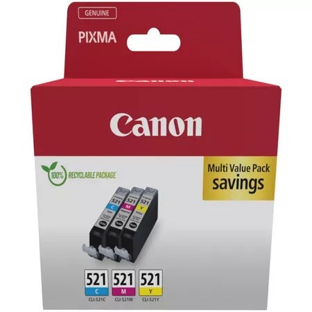 Canon CLI-521 blækpatroner - multipack cyan, magenta, gul