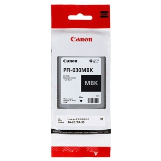 Ink Tank - Canon PFI-030MBK - Mat Sort - 55 ml