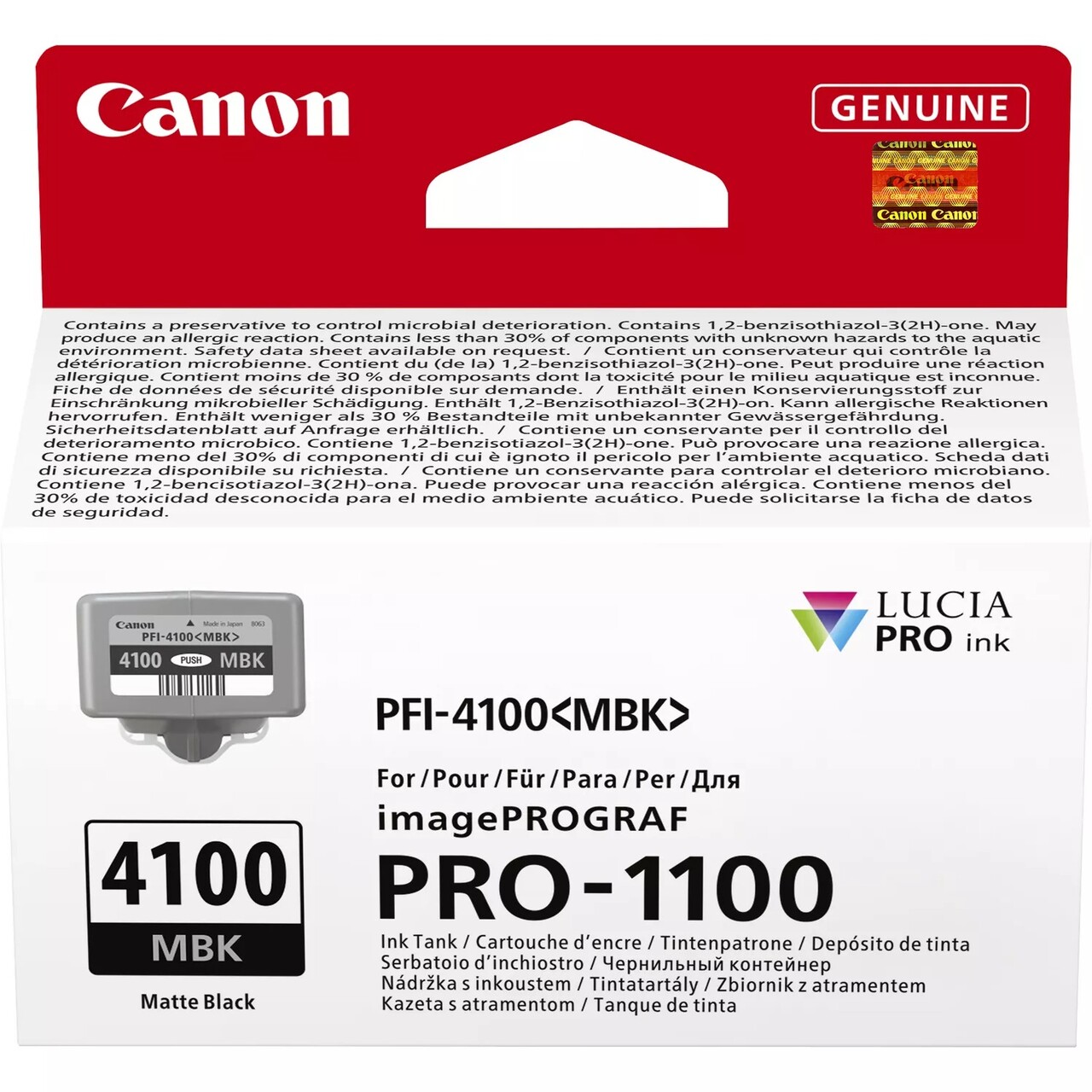 Blækpatron - Canon PFI-4100MBK Matte Sort - 70 ml