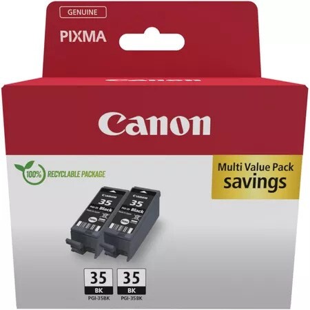 Canon PGI-35BK Blækpatron, Sort Twin-Pack, 2 stk - 190 sider pr stk.