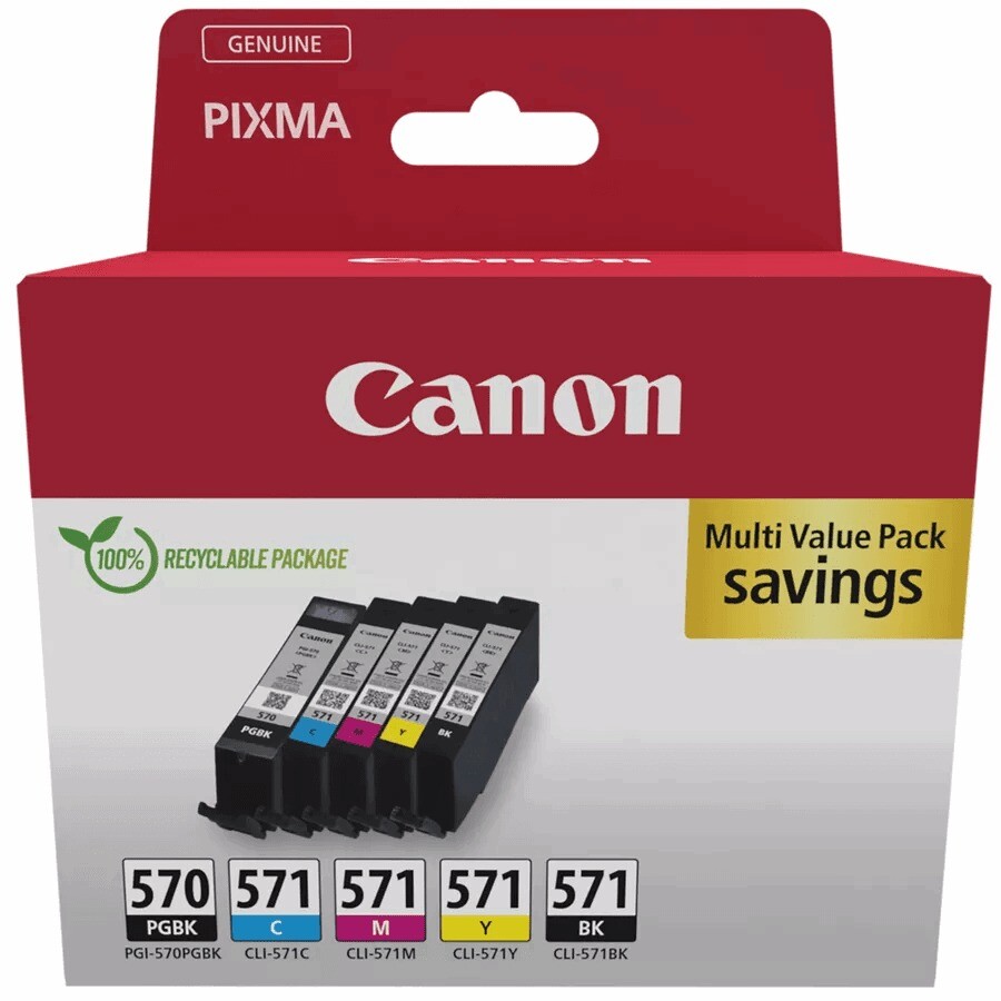 Canon PGI-570 / CLI-571, Blækpatron, Sort & Farve, 345 & 500 sider, Sampak