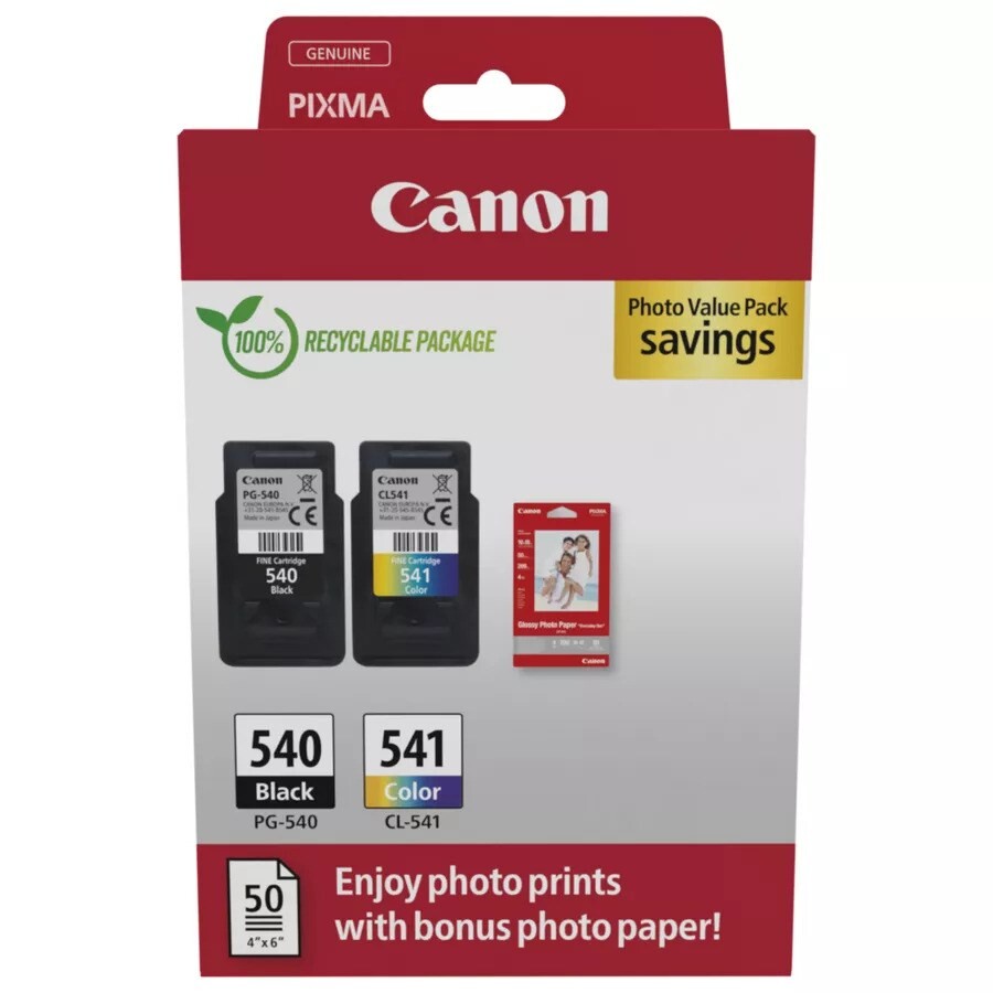 Canon PVP PG-540/CL-541/GP-501, Blækpatroner og Fotopapir, Sampak