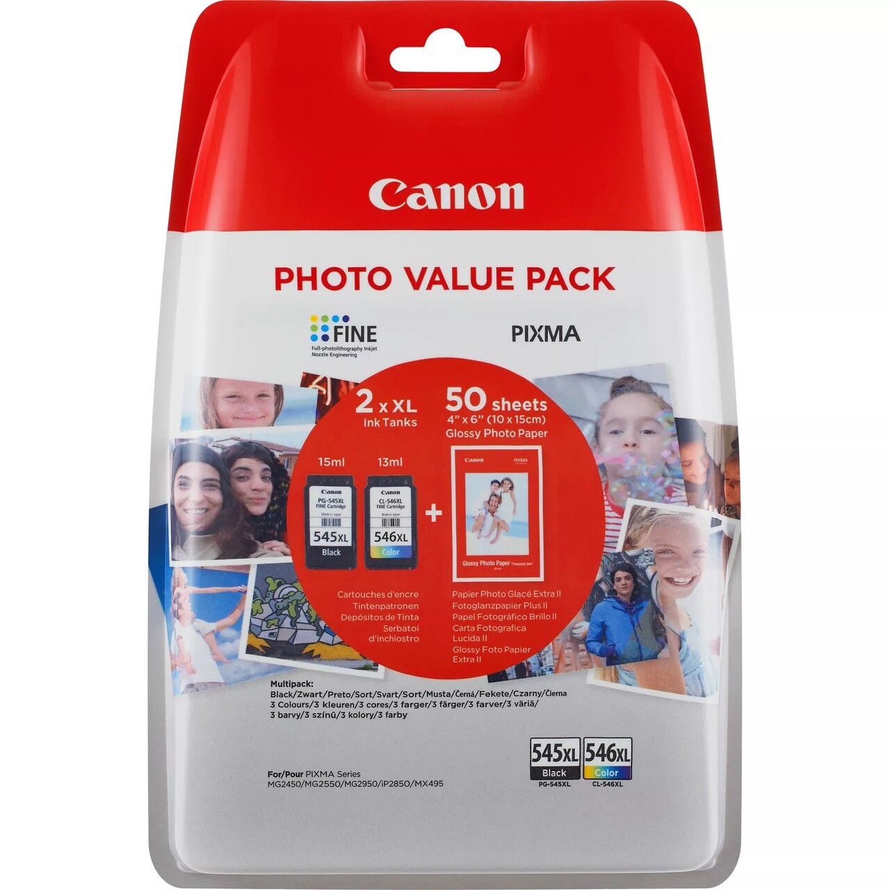 Blækpatroner - Canon Value-Pack PG-545XL (2 stk) & CL-546XL - Sort/Farve - XL Kapacitet