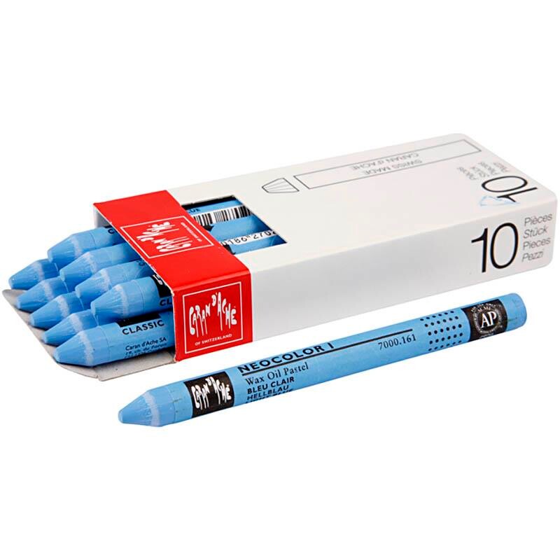 Caran d'Ache - Neocolor I tykkelse 8 mm L: 10 cm light blue (161) lys blå - 10stk.