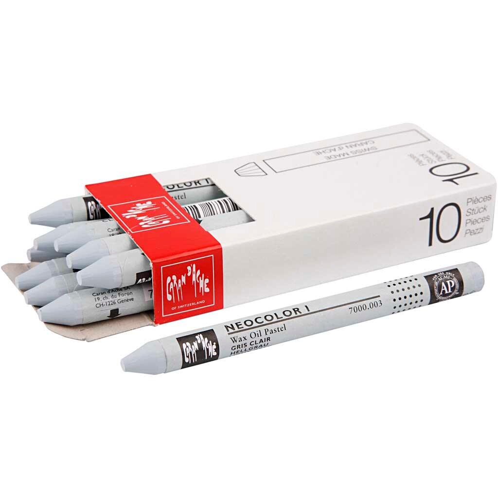 Caran d'Ache Neocolor I - tykkelse 8 mm L: 10 cm light grey (003) lys grå - 10stk.