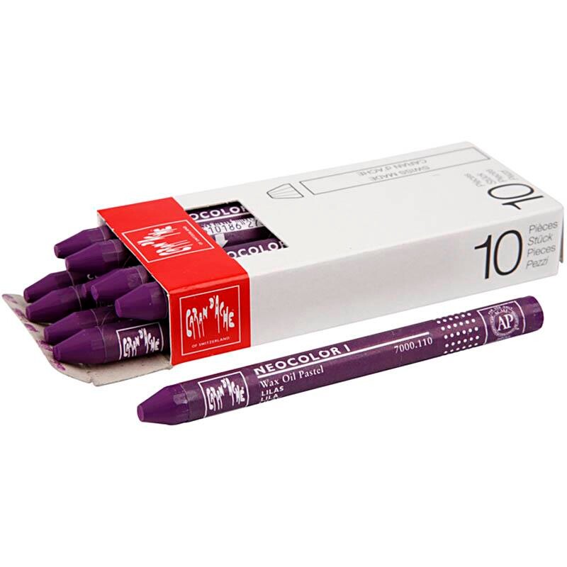Caran d'Ache - Neocolor I tykkelse 8 mm L: 10 cm lilac (110) lilla - 10stk.