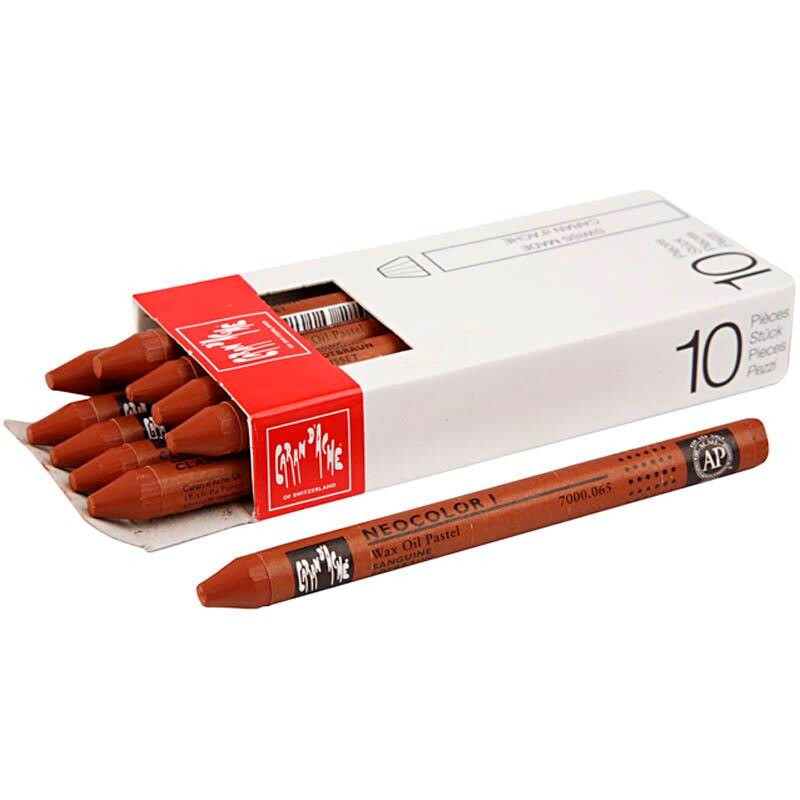 Caran d'Ache - Neocolor I tykkelse 8 mm L: 10 cm russet (065) rødbrun - 10stk.