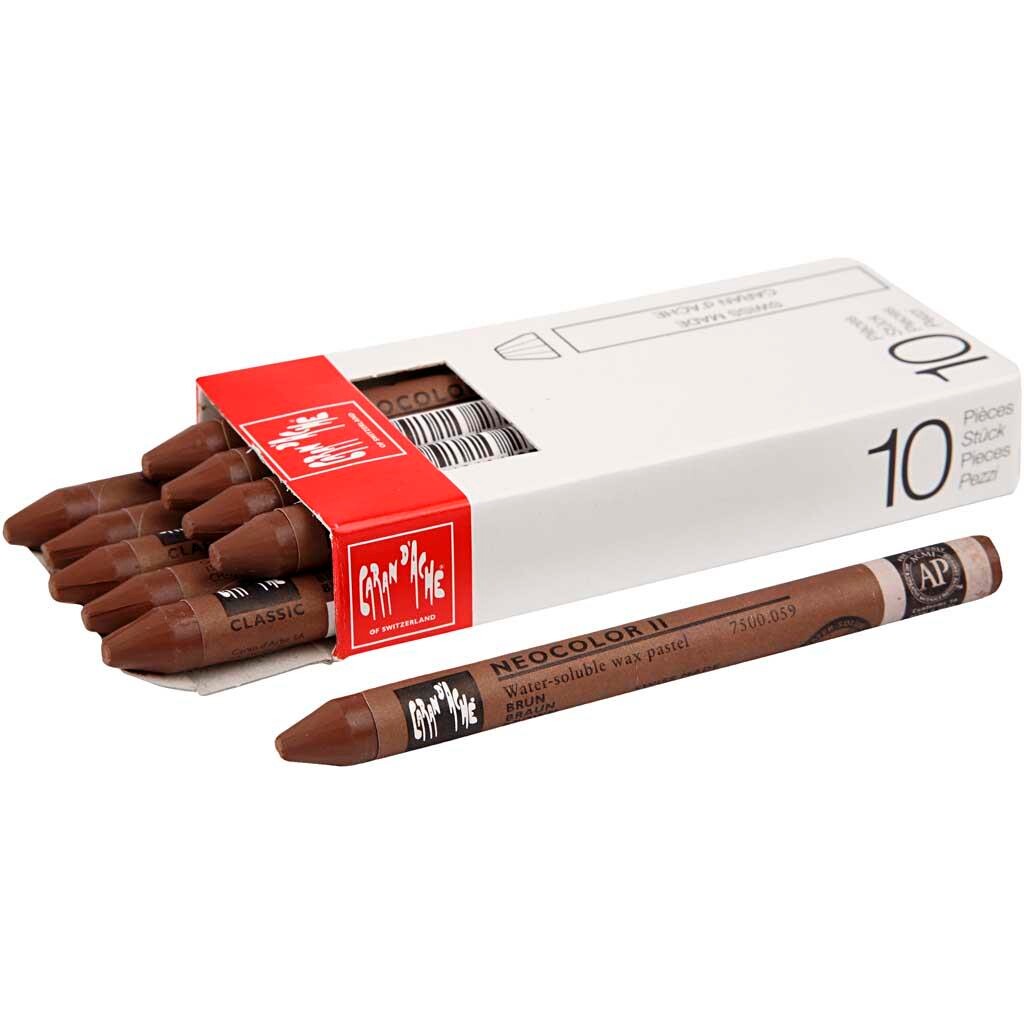 Caran d'Ache - Neocolor II tykkelse 8 mm L: 10 cm brown (059) brun - 10stk.