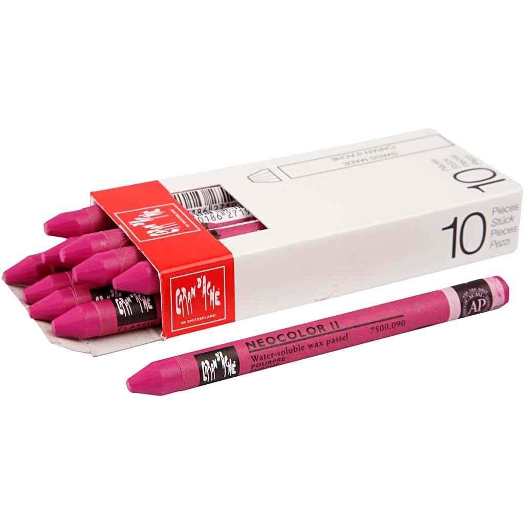 Caran d'Ache - Neocolor II tykkelse 8 mm L: 10 cm crimson (090) purpur primærfarve - 10stk.