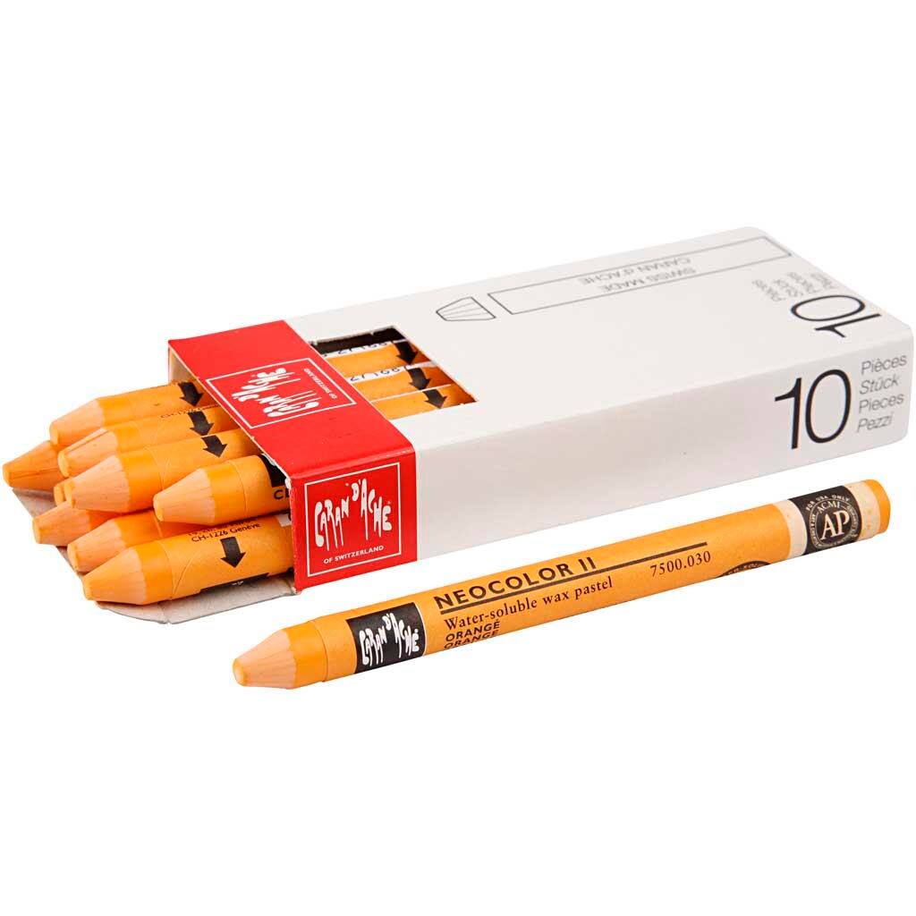 Caran d'Ache - Neocolor II tykkelse 8 mm L: 10 cm orange (030) - 10stk.