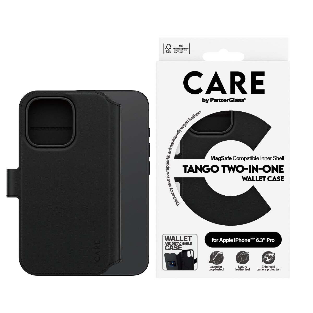 Mobilcover - Care by PanzerGlass CARE - iPhone 16 Pro - Tango Two-in-One Wallet Case