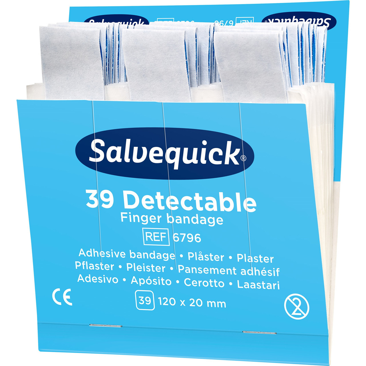 6 stk. Finger plaster - Cederroth - Ekstra lange - Blå - 39stk|pak - Køb minimum 6 stk.