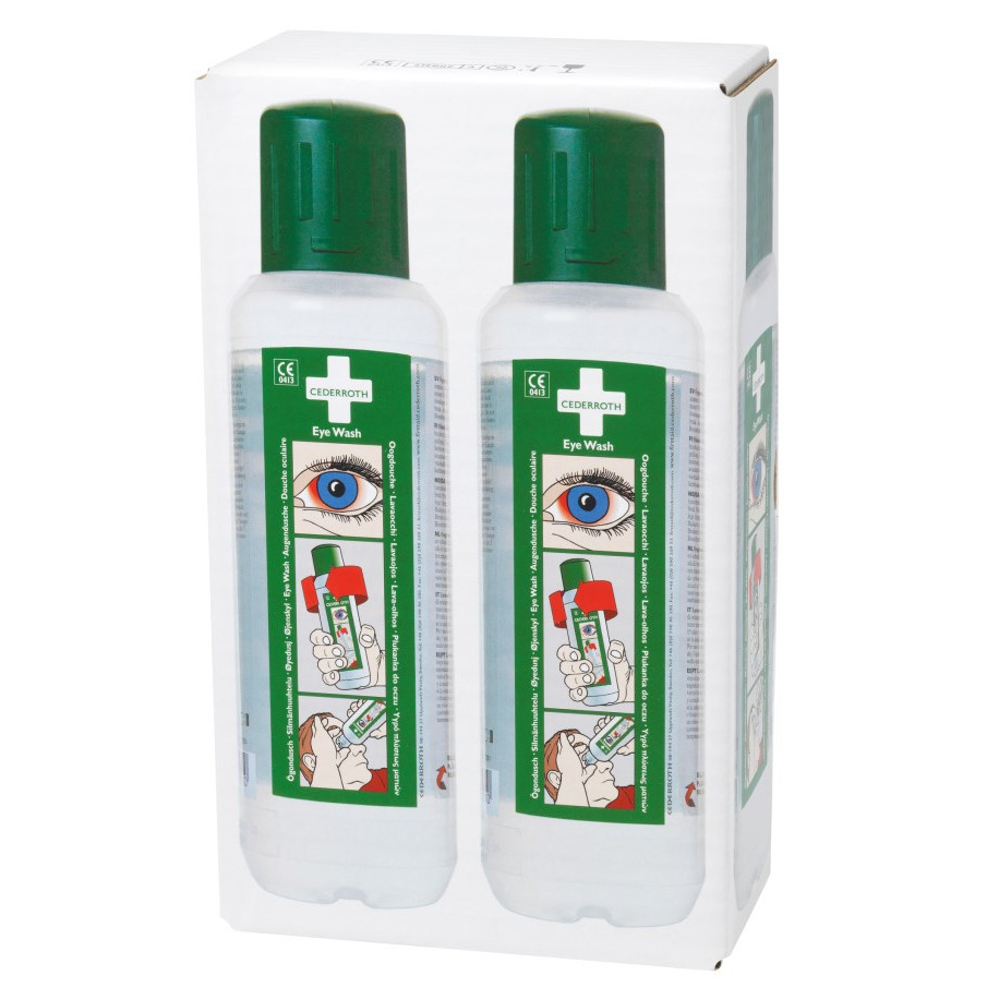 Øjenskyl - Cederroth - 2-pack - 2x500 ml - Ergonomisk flaske med øjenkop