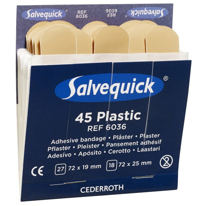 6 stk. Plaster finger - Cederroth - Refill - Beige - 6 æsker - Indeholder 45 plastre - Køb minimum 6 stk.