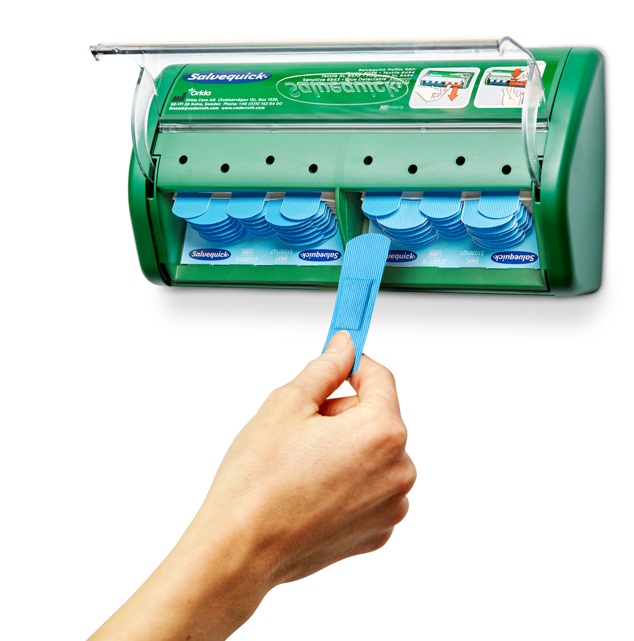 Plasterdispenser - Cederroth - inkl. sporbare plastre - Blå