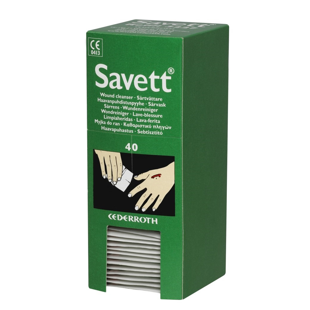 Sårrensservietter - Cederroth - Salvequick 3227 - 11x12 cm - 40 stk - Refill til dispenser
