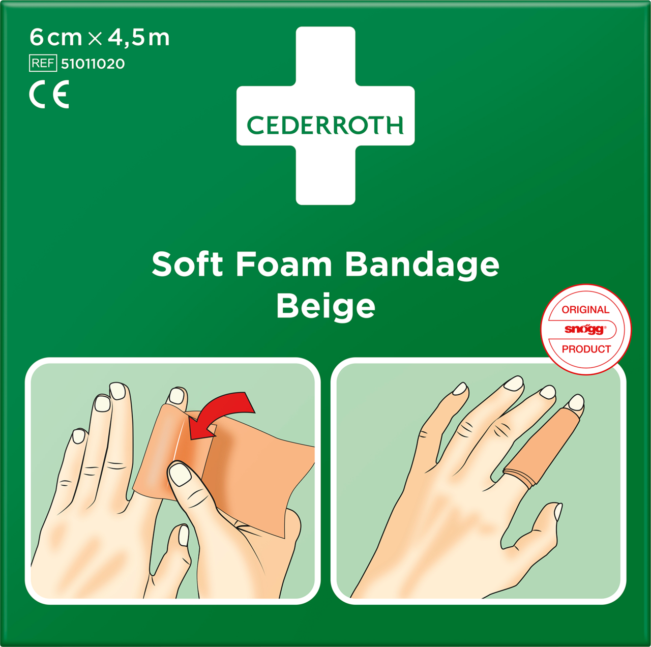 Bandage - Cederroth - Soft Foam - 6cm x 4,5m - Beige