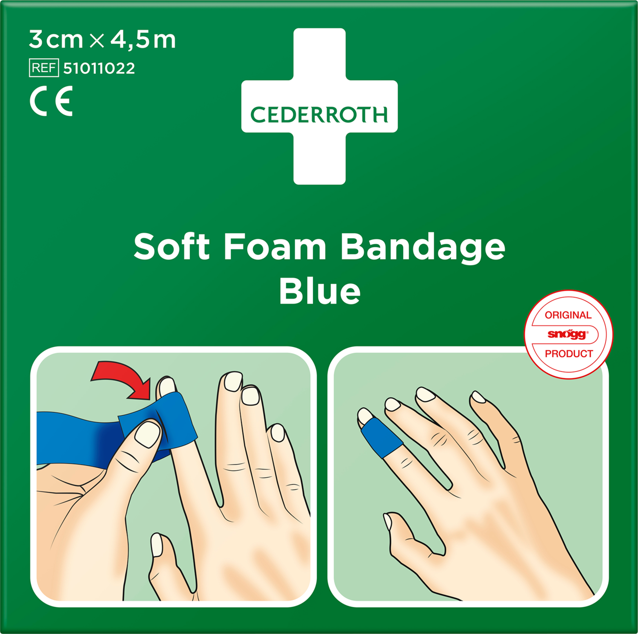 Bandage - Cederroth - Soft Foam - 3cm x 4,5m - Blå