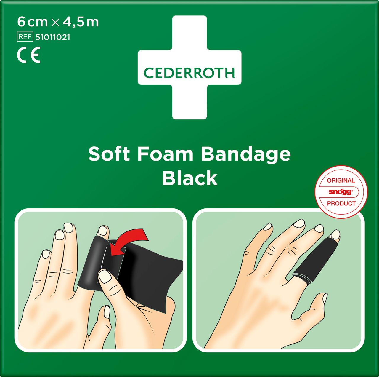 Bandage - Cederroth - Soft Foam - 6cm x 4,5m - Sort