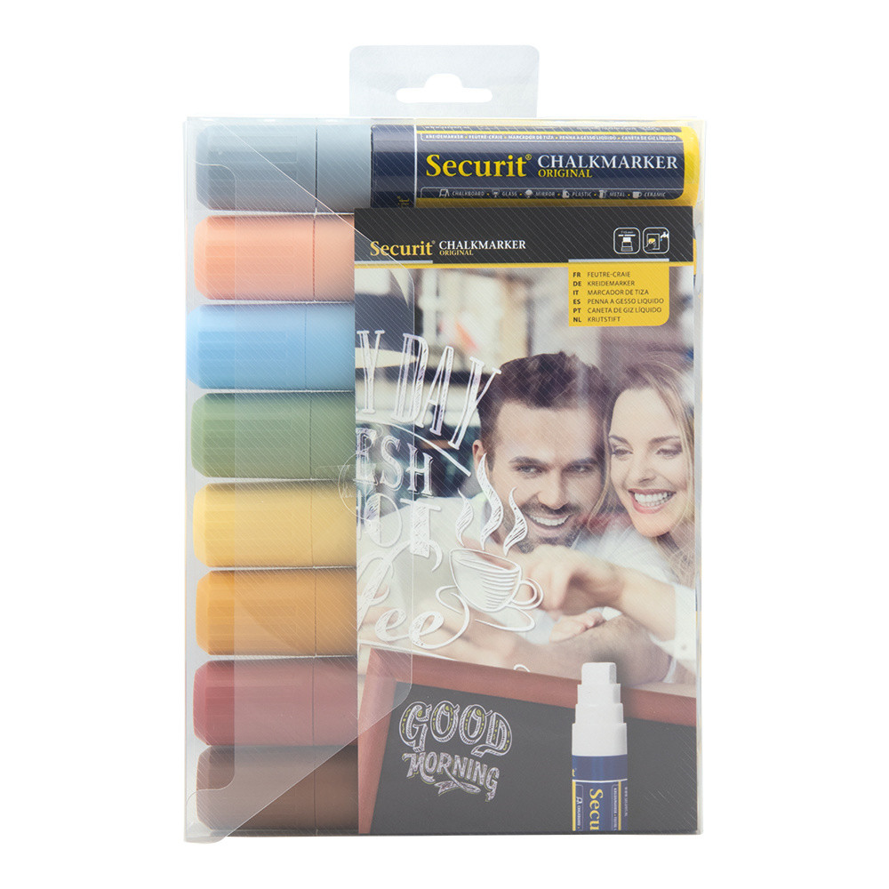 Chalkmarker Securit earth tones 7-15mm - 8 stk - pr. pak