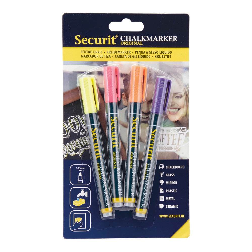 Chalkmarker Securit tropical 1-2mm - 4 stk pr. pak