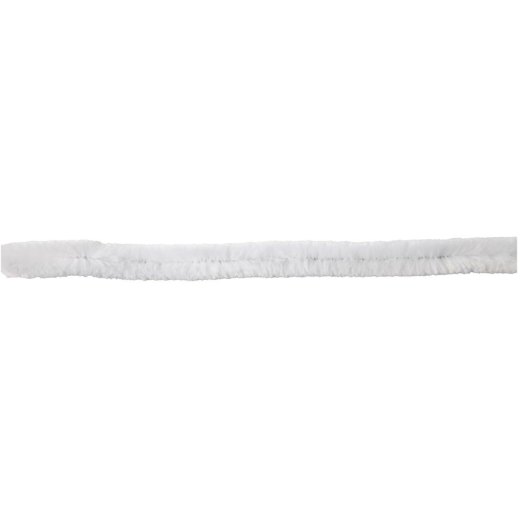 Chenille tykkelse 15 mm længde 30 cm hvid | 15 stk.