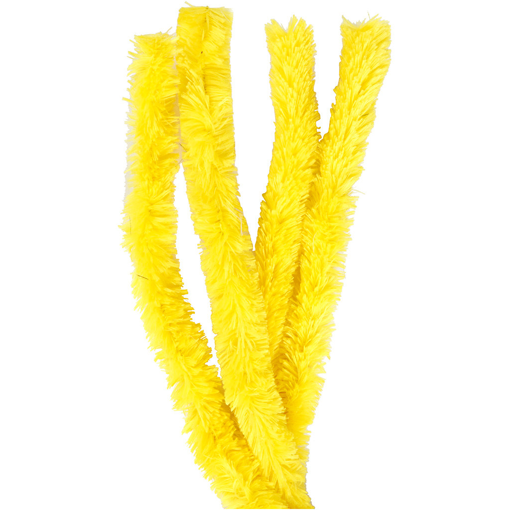 Chenille tykkelse 30 mm længde 40 cm gul | 4 stk.