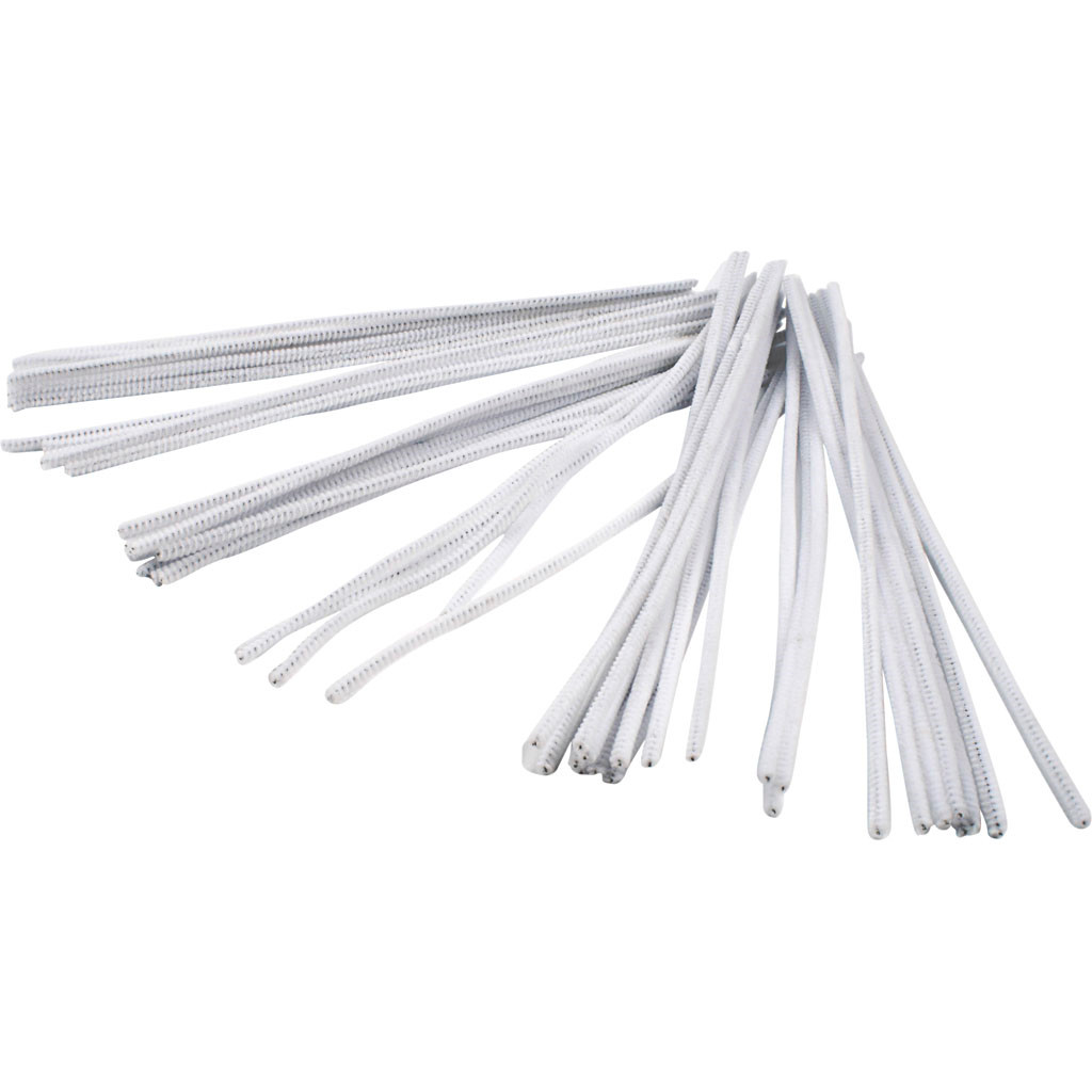 Piberensere tykkelse 6 mm længde 30 cm hvid - 50 stk.