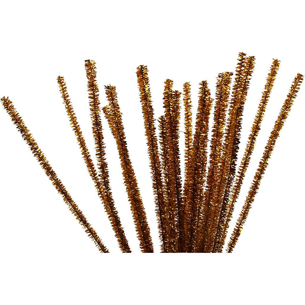 Chenille tykkelse 6 mm længde 30 cm guld | 24 stk.