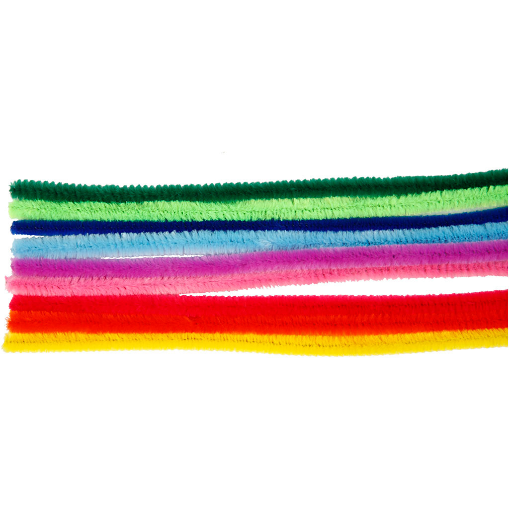 Chenille tykkelse 9 mm længde 30 cm | 25 assorteret stk.