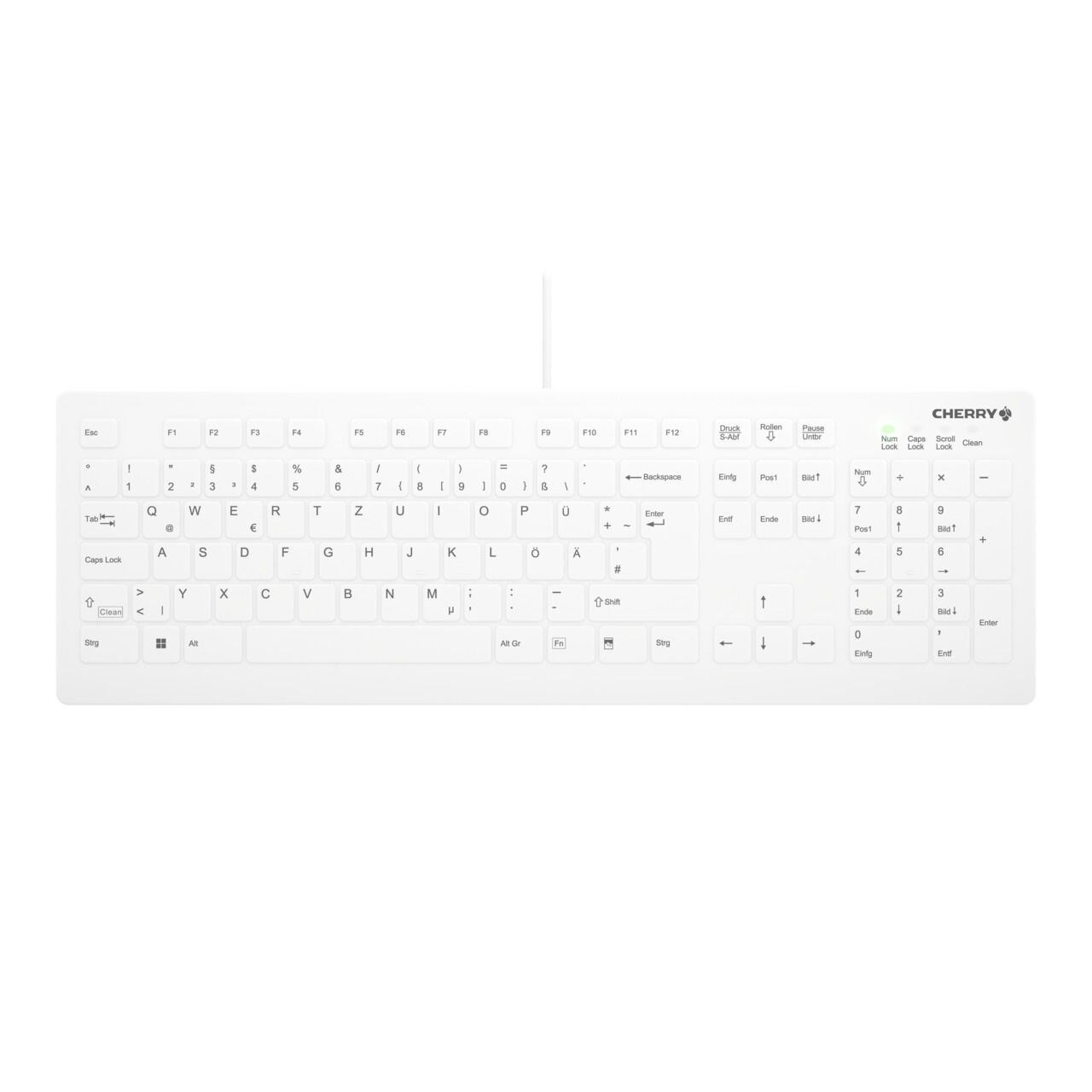Tastatur, Cherry Active Key Flat Profile Hygiene Desktop Keyboard Sealed USB, White