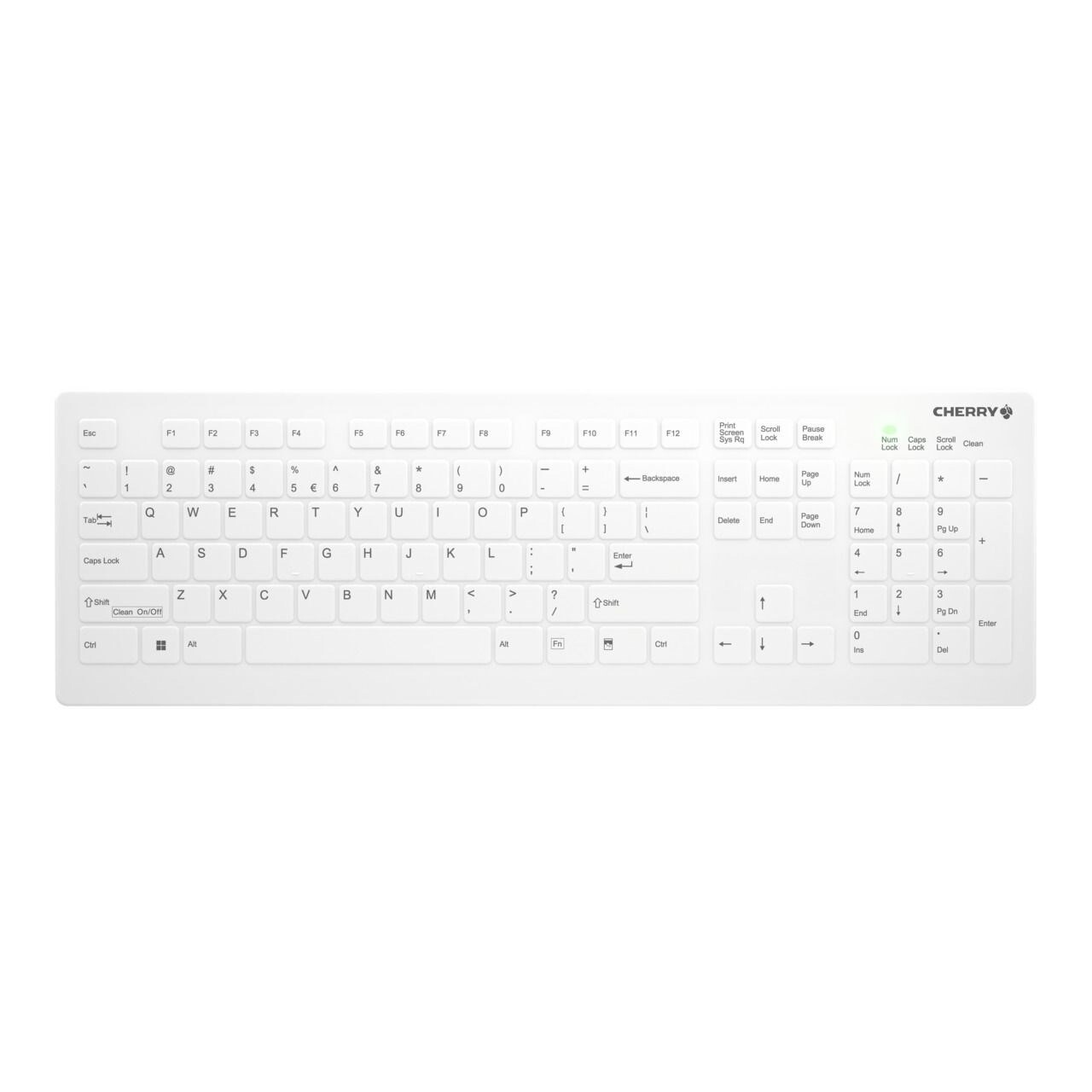 Trådløs tastatur Cherry Active Key Flat Profile Wireless Hygiene Desktop Keyboard hvid