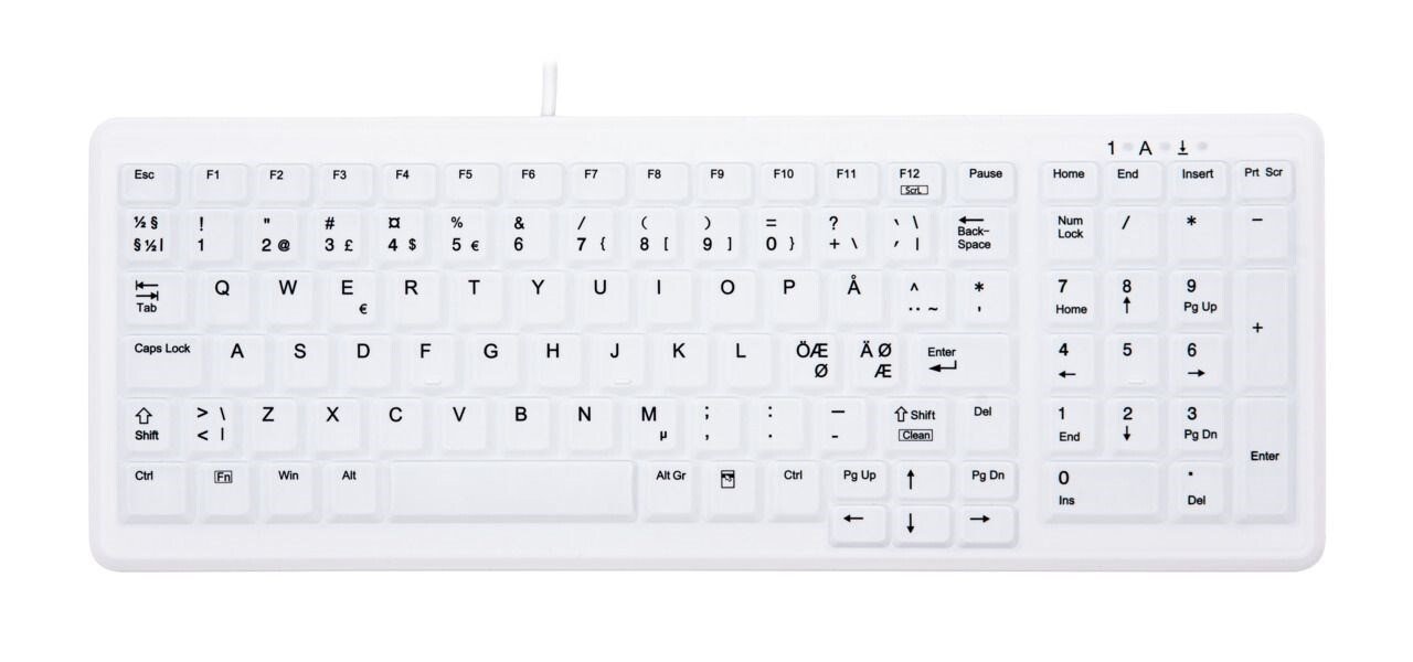 Tastatur, Cherry Active Key Hygiene Compact Keyboard NumPad Sealed Watertight, White
