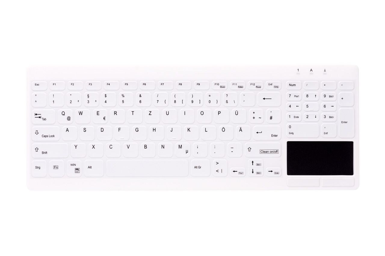 Tastatur, Cherry Active Key Hygiene Compact Touchpad Keyboard NumPad Sealed White