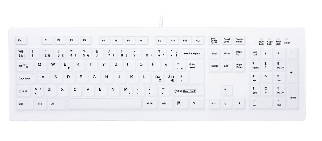 Tastatur, Cherry Active Key Hygiene Desktop Keyboard Sealed Watertight USB, White