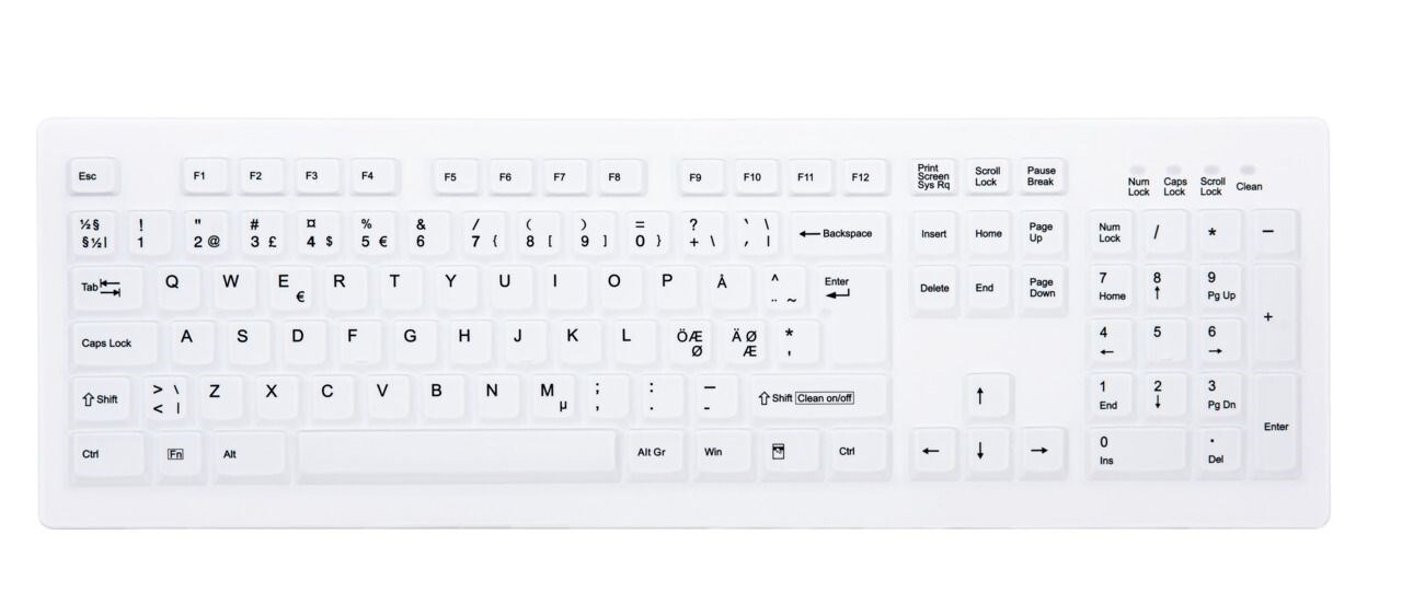 Tastatur, Cherry Active Key Wireless Hygiene Desktop Keyboard Sealed Watertig, White