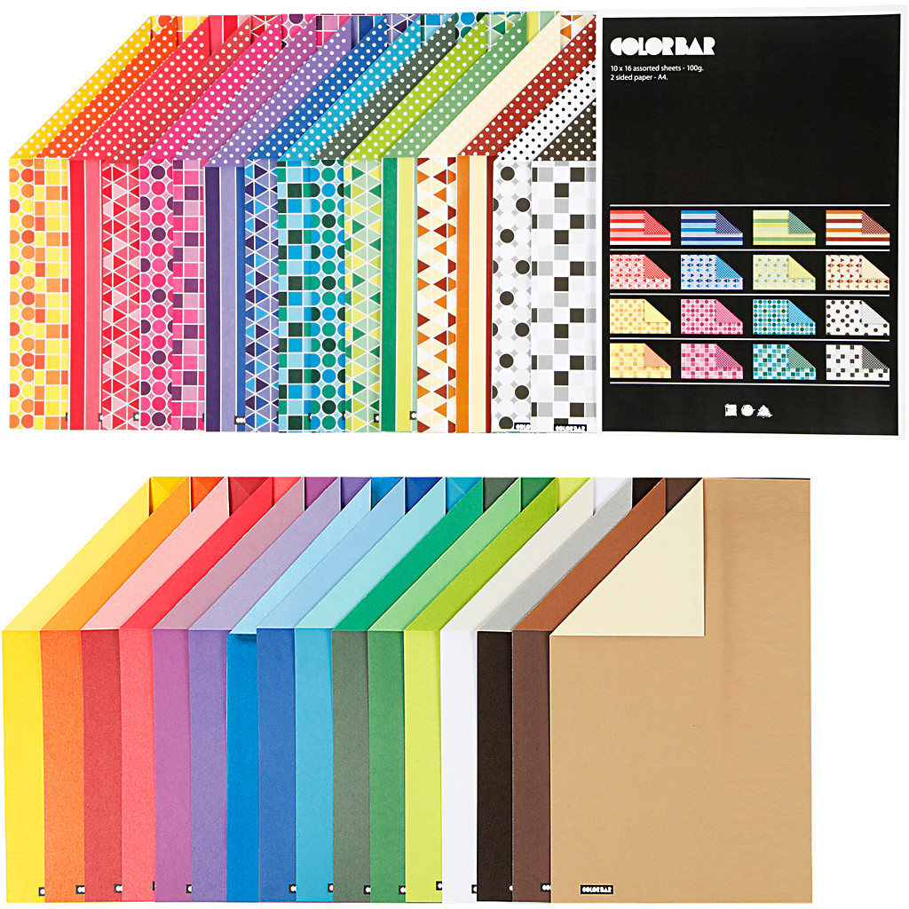 Color Bar rivekarton, A4 210x297 mm, 250 g, ass. farver, 32x10ark