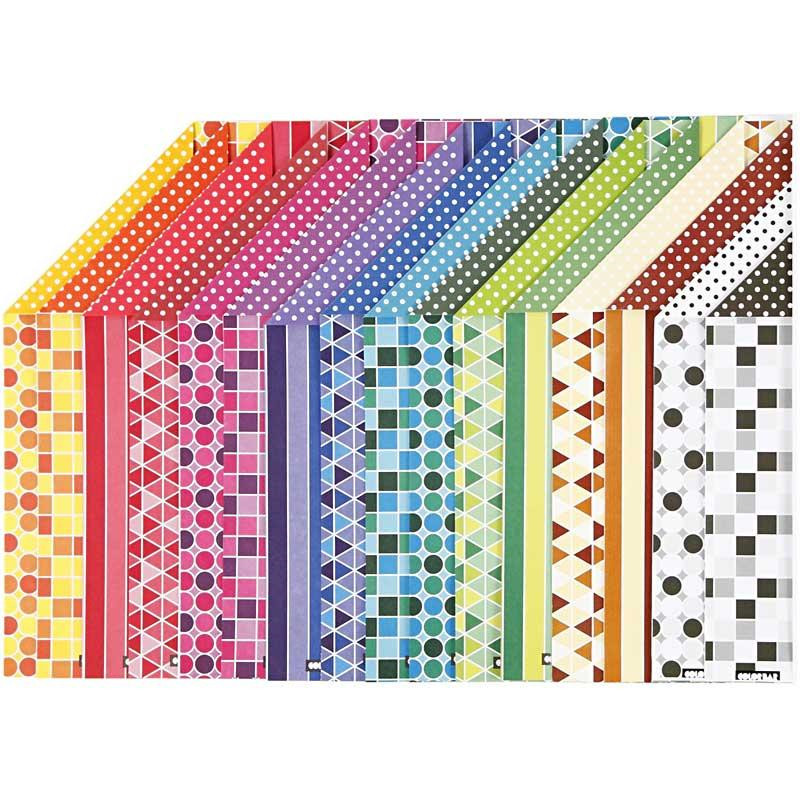 Color Bar - Rivekarton - A4 - 250 gram - Mønstret karton - 16 ark