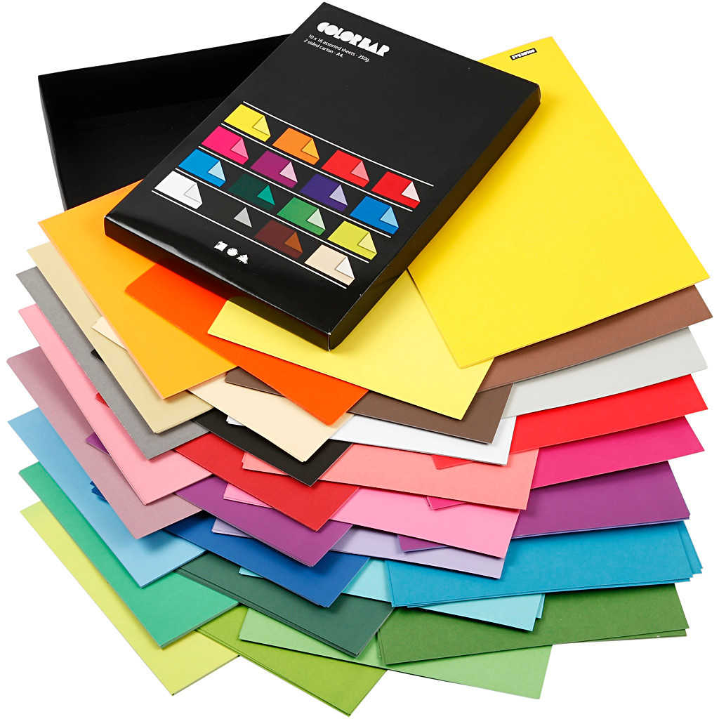 Color Bar rivepapir, A4 21x30 cm, 100 g, ass. farver, ensfarvet papir, 160ass. ark