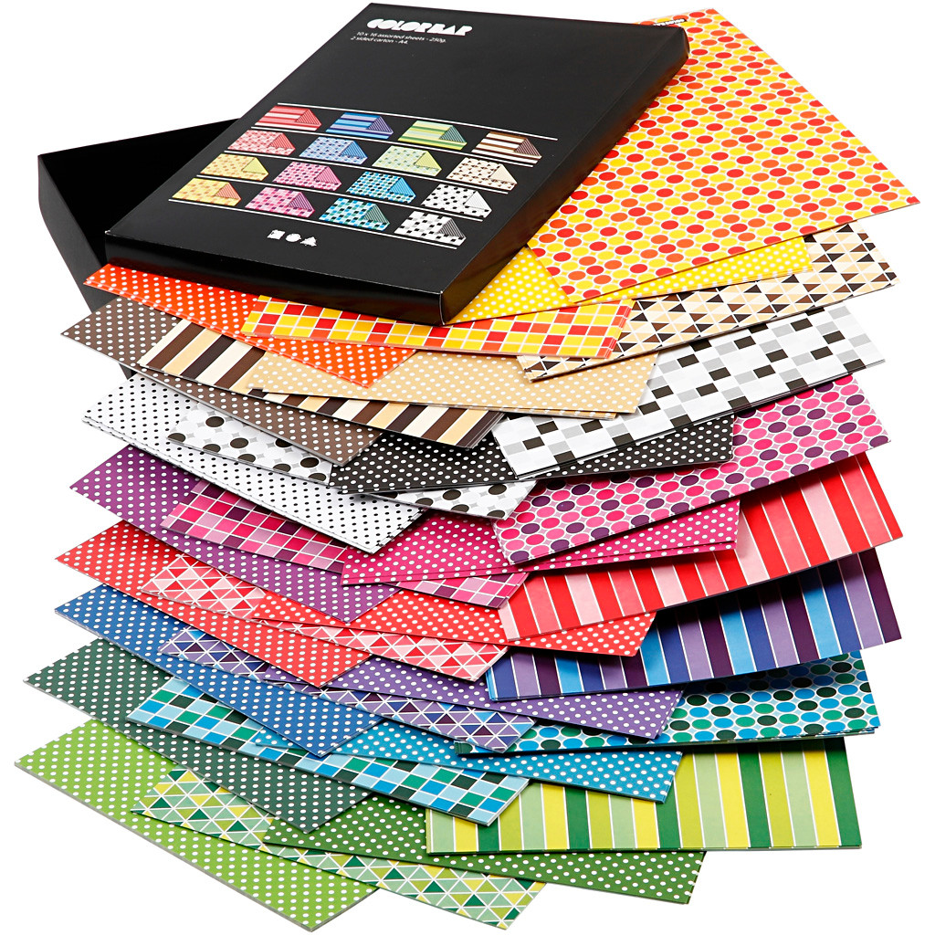 Color Bar rivepapir, A4 21x30 cm, 100 g, ass. farver, mønstret papir, 160ass. ark