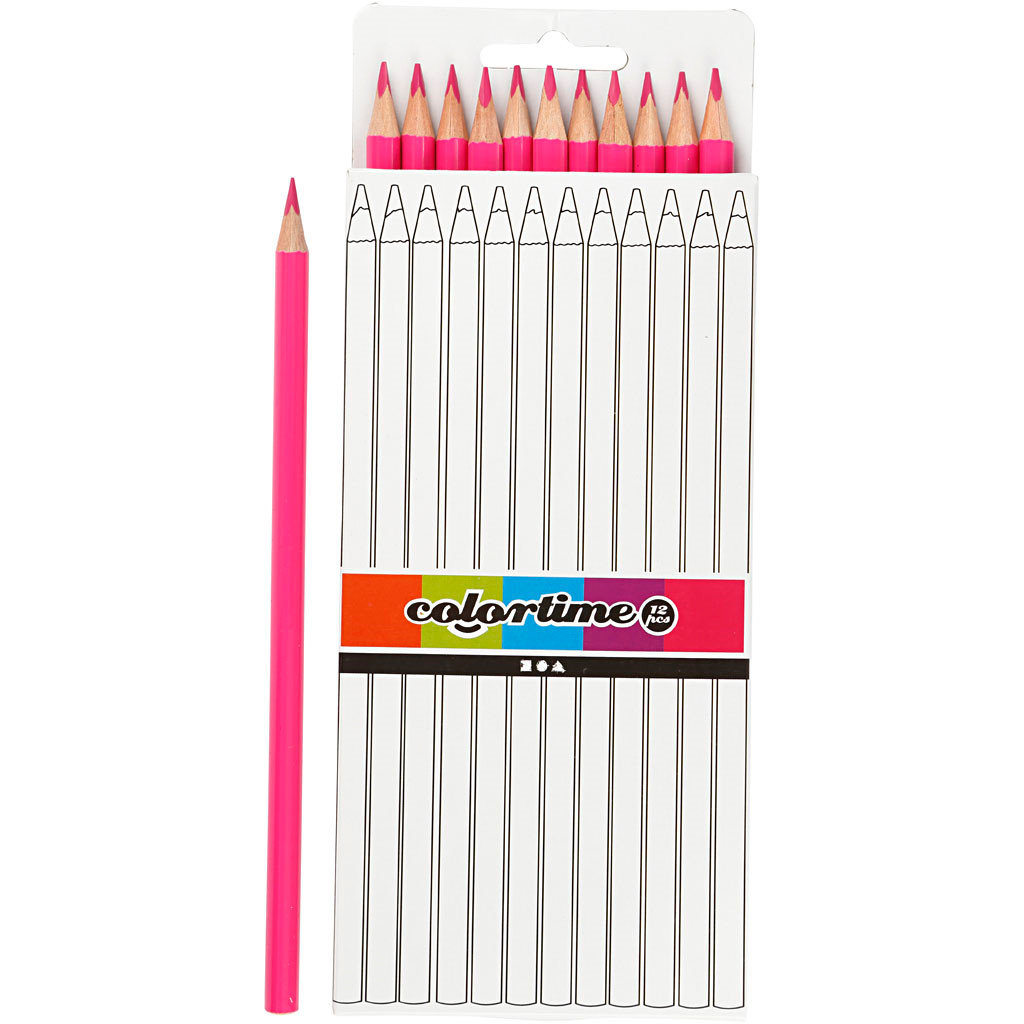Farveblyanter Colortime pink 12stk.