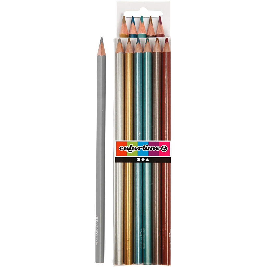 Farveblyanter Colortime metallicfarver 6stk.
