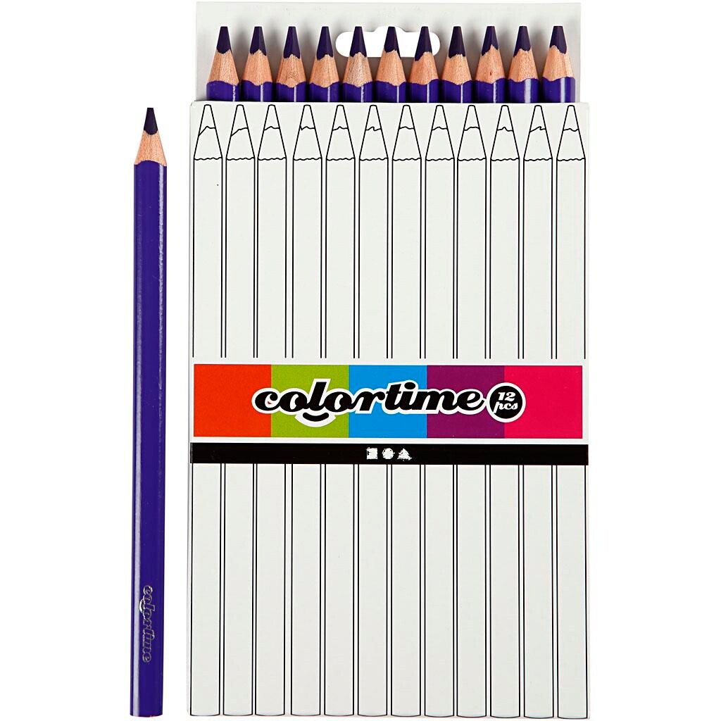 Farveblyanter, Colortime mine: 5 mm, lilla, , Jumbo, 12stk.