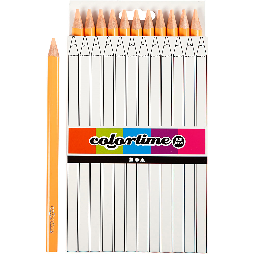 Farveblyanter, Colortime mine: 5 mm, lys hudfarvet, Jumbo, 12stk.