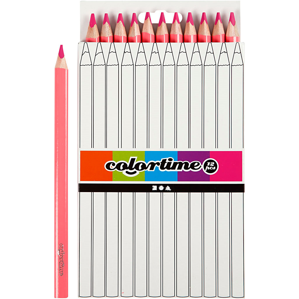Colortime farveblyanter, mine: 5 mm, pink, , Jumbo, 12stk.
