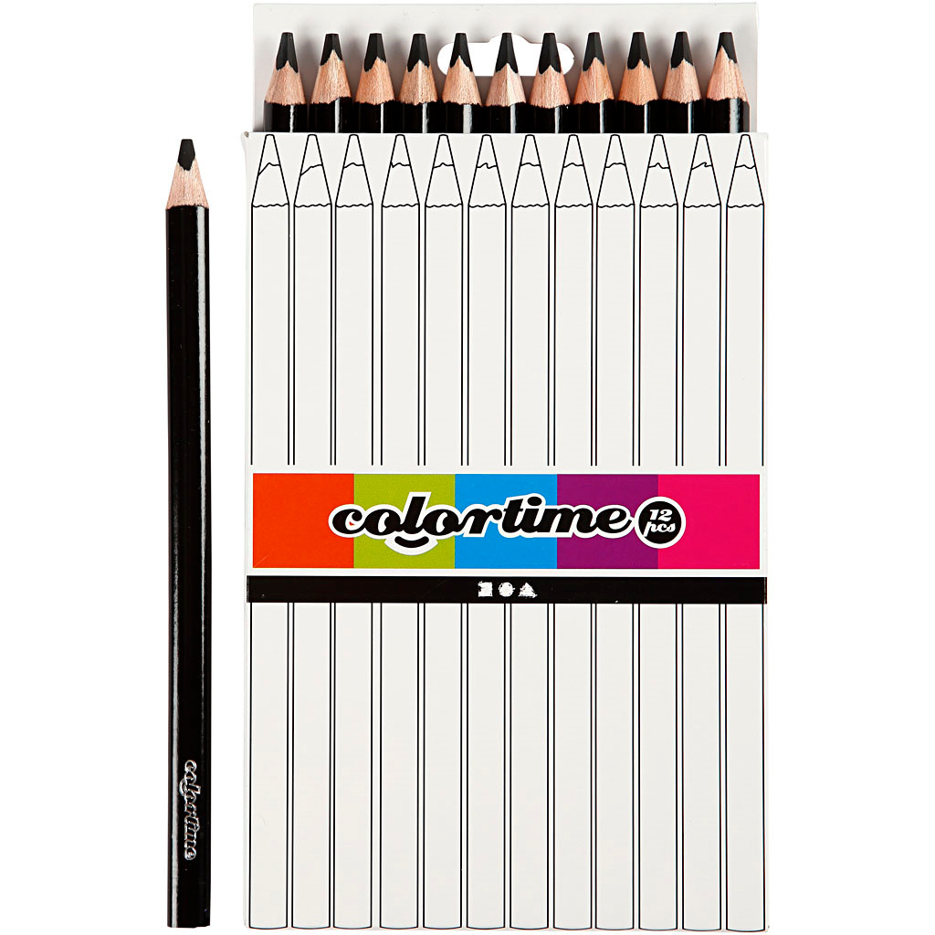 Colortime farveblyanter, mine: 5 mm, sort, , Jumbo, 12stk.