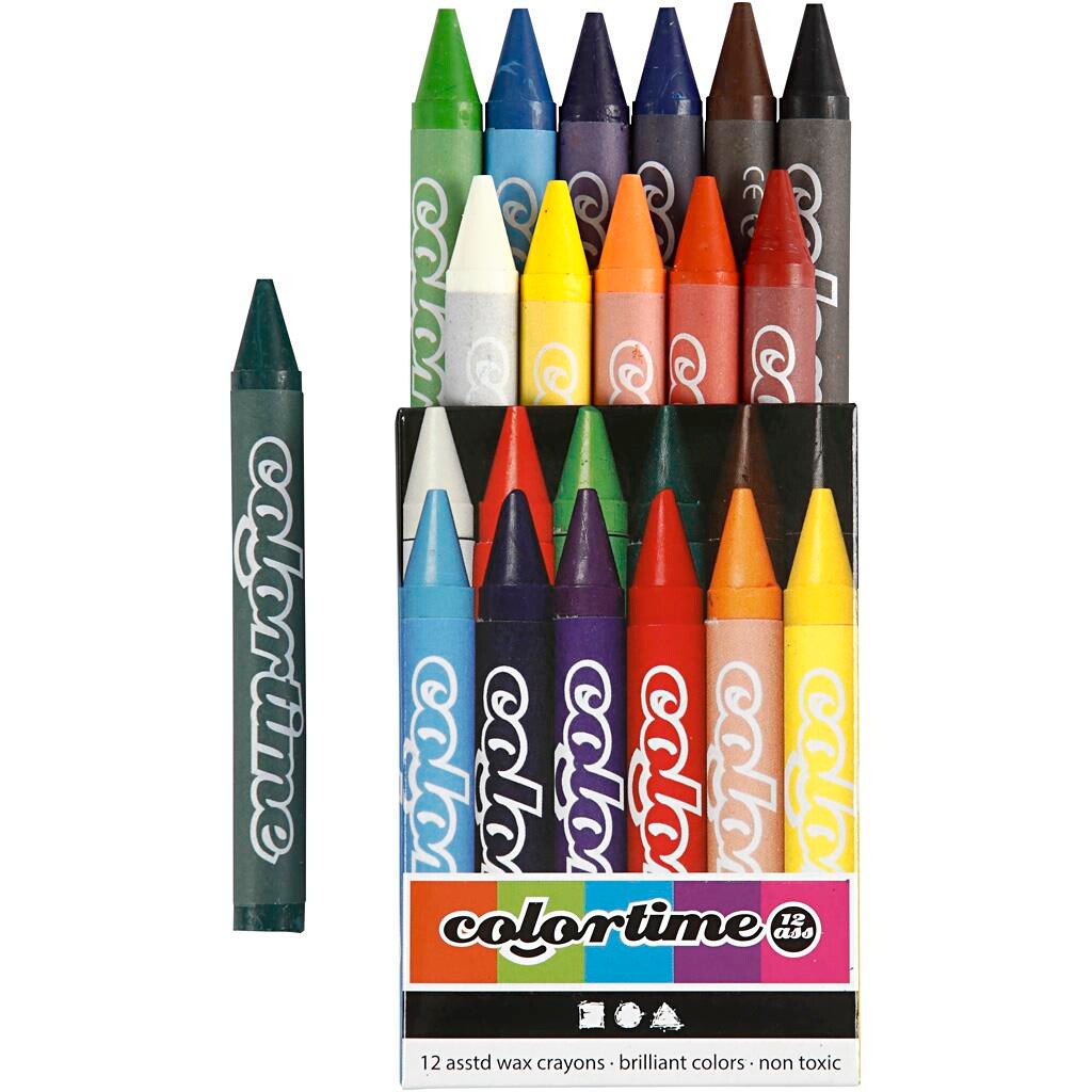 Farvekridt Colortime L: 10 cm tykkelse 11 mm ass. farver - 2x12 stk pr pakke