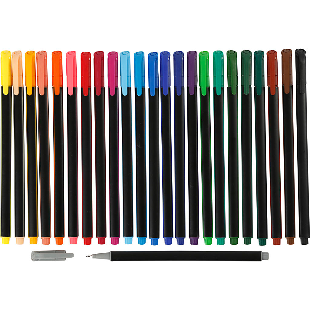 Tusser - Colortime Fineliner 0,6-0,7 mm - Assorterede farver - 24 stk.